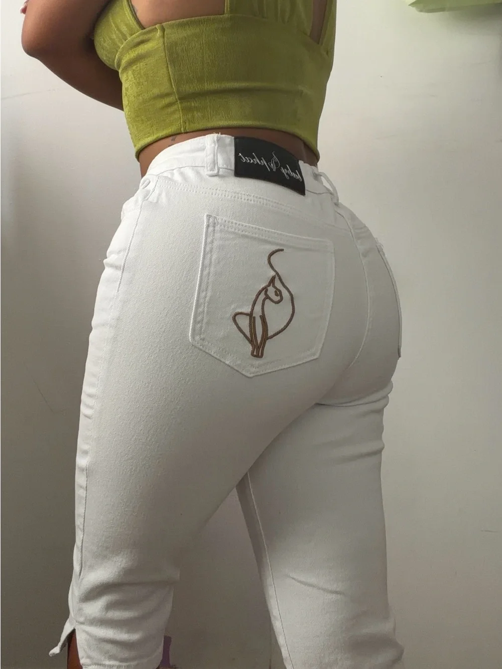 Baby Phat White Capri Pants with Embroidered Back Logo